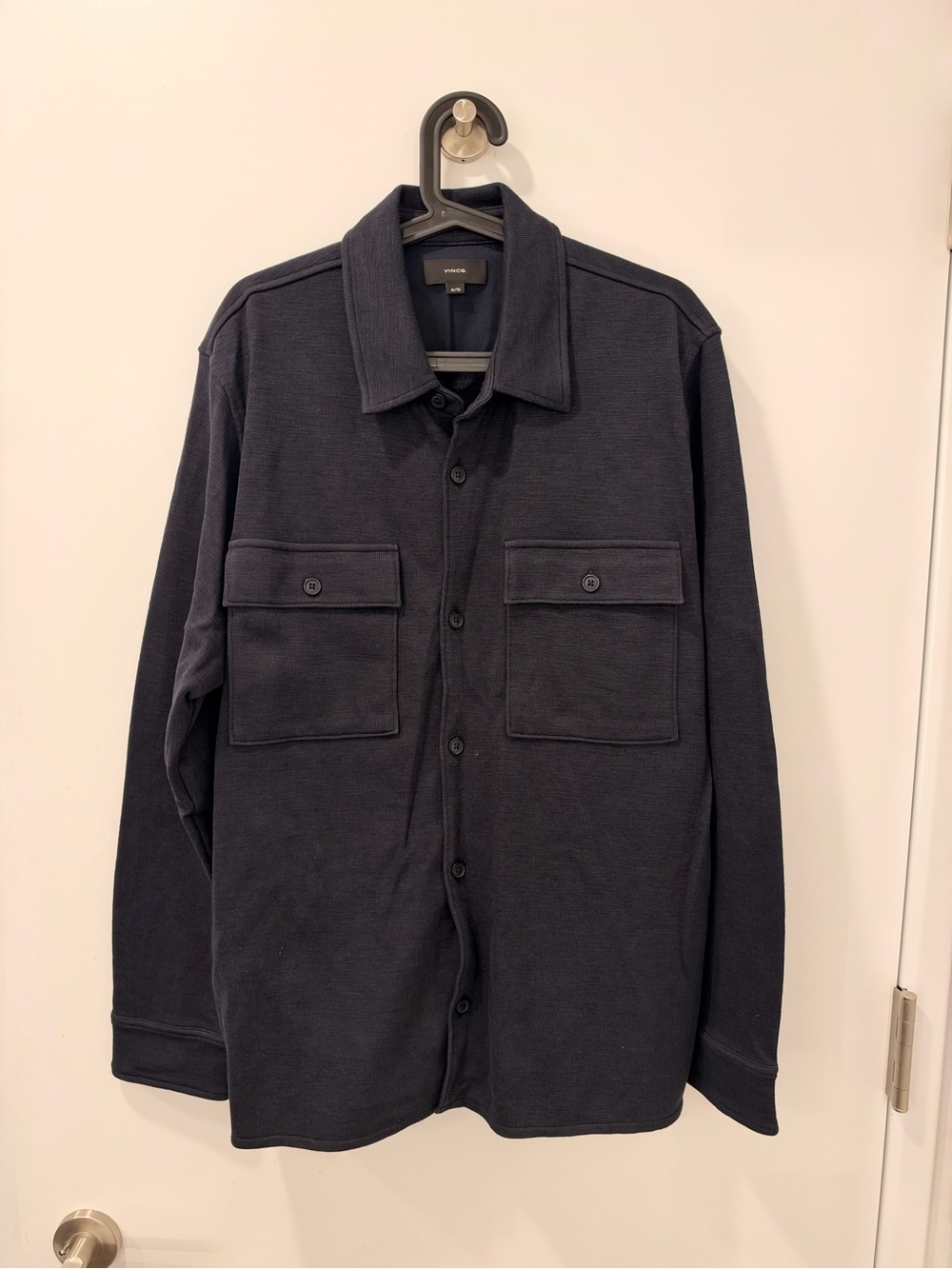 Vince Dark Navy Button-Front Shirt Jacket